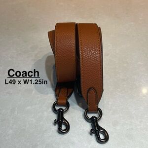 Coach wide adjustable pebbles leather purse replacement strap caramel L49in⭐️⭐️
